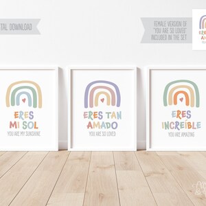 Bilingual Downloadable Prints for Children’s Bedroom, Nursery, Playroom, Homeschool or Classroom