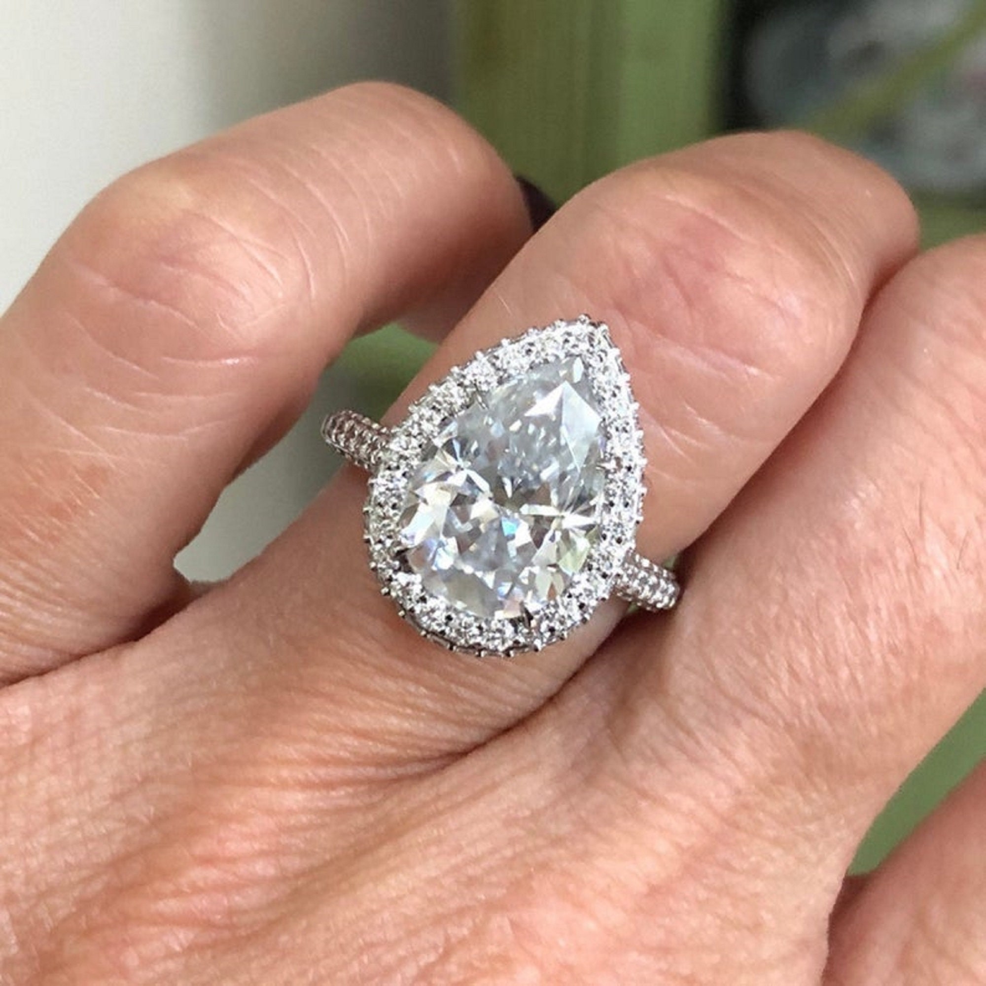 Pear Shaped Moissanite Engagement Ring 1.75ct moissanite Ring Etsy