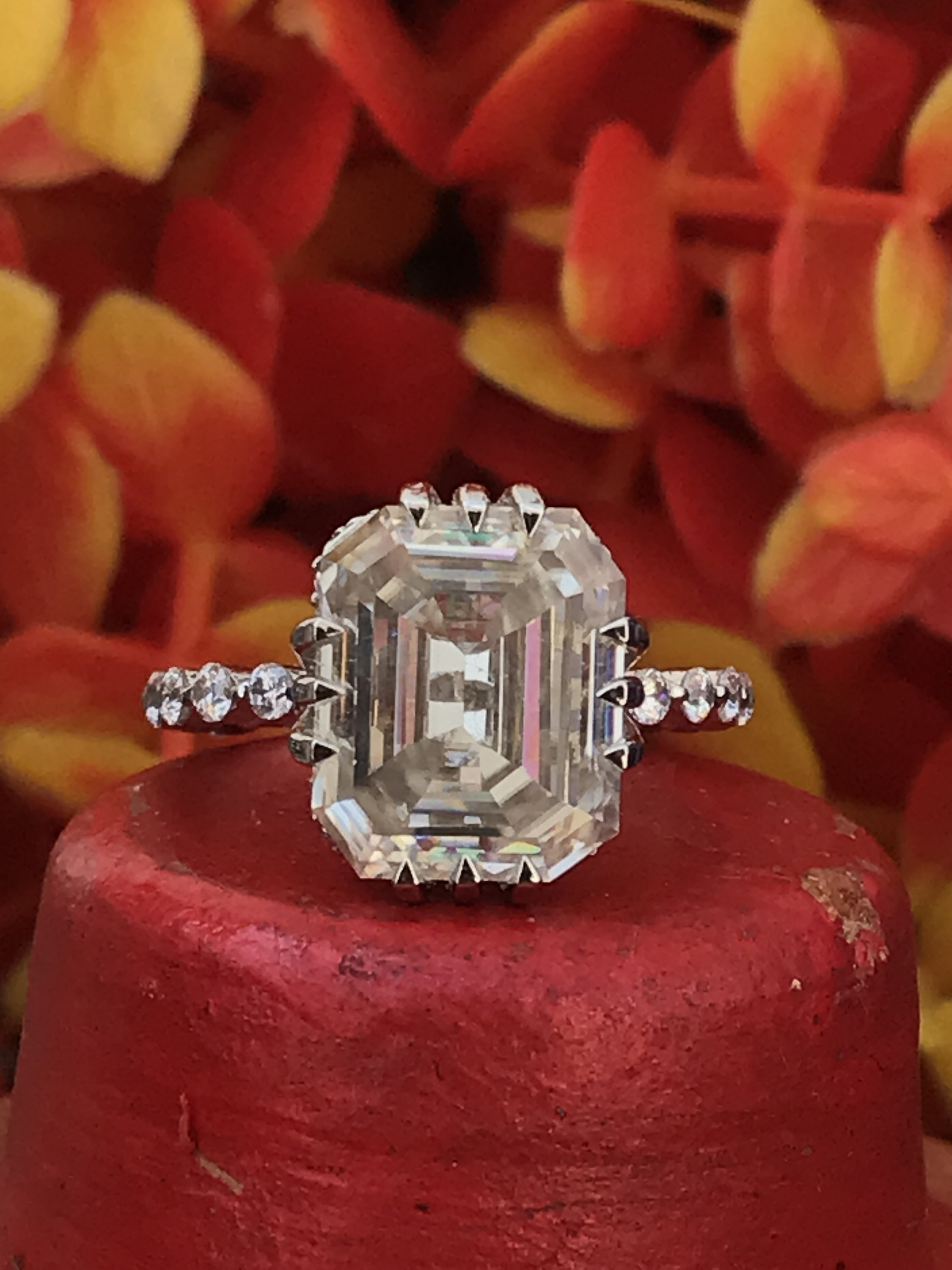 7 CT Emerald Cut Engagement Ring Hidden Halo Ring Wedding Etsy