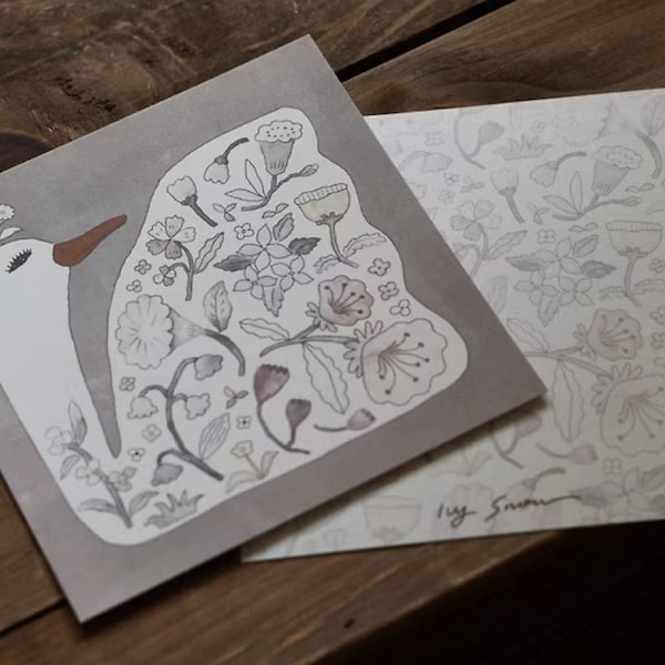 New! Ivy Snow Swan Garden Postcard