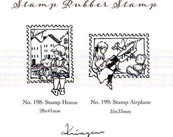 New! Krimgen - Stamp House #198 & Stamp Airplane #199