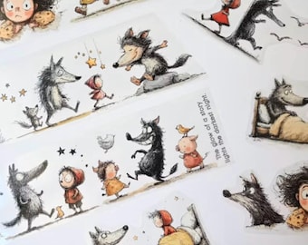 Neverland Studio - Little Red Riding Hood and Three Little Pigs PET Tapes - 5.5 cm