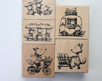 Neverland Studio - Baguette Fox Rubber Stamp Series