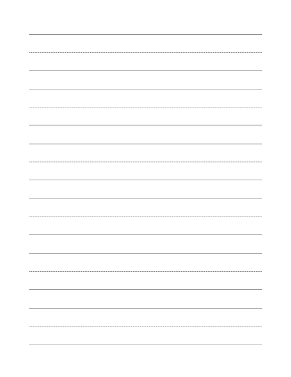 Primary Writing Paper Blank W/dotted Mid Line 1pt/black Lined/portrait  Orientation 