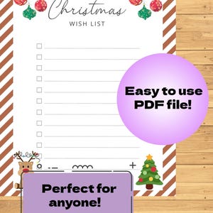 Weihnachtswunschliste 2024 Vorlage DIY Unbegrenzte Verwendung Urlaub Wunschliste Download