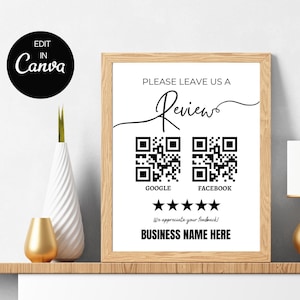 Editable Leave Us A Review Template, Social Media QR Code Sign Template, Social Media Sign, Business Review Sign, Google Review Sign#18