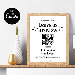 Business Review Sign, QR Code Sign Template, Small Business Marketing, Google Review Facebook Review Business Template, INSTANT DOWNLOAD #9