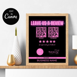 Ask For Review QR Code Sign Template, Google Review Sign, Facebook Review, Business Review Us Request, Review Purchase Request, Lash tech