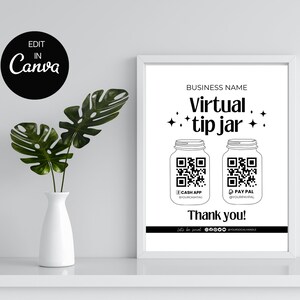 Printable Virtual Tip Jar Venmo Payment Sign, QR Code Sign Template ...