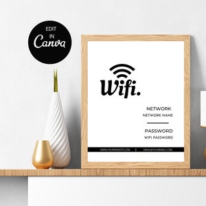 Wifi Password Sign, Printable Wifi PDF, Wifi Template, Airbnb Wifi Sign, Editable Wifi Print, Beach House Wifi, Free Wifi Sign, Wifi Frame