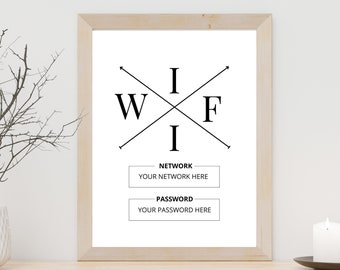 WIFI Password Sign Template | Printable Guest Wi-Fi Signs | Digital Download | Home | Airbnb | Editable | Wifi Sign | INSTANT DOWNLOAD | #17