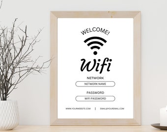 Wifi Password Sign, Editable Wifi Sign Printable Template, Be Our Guest Sign, Wi-fi password sign, Airbnb Guest Room, Wall Art, Airbnb Host