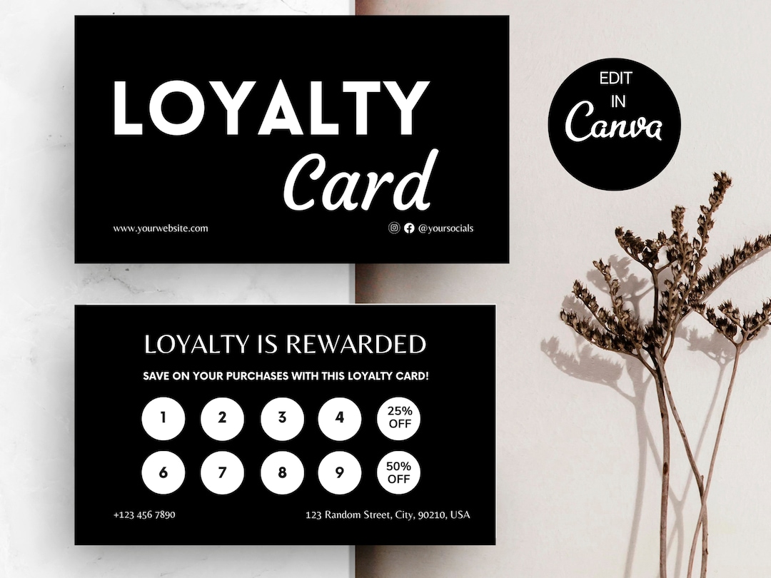 Minimalist Loyalty Card Template, Hairdresser Loyalty Cards, Printable