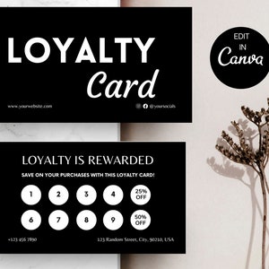 Minimalist Loyalty Card Template, Hairdresser Loyalty Cards, Printable Rewards Card, Custom Salon Discount Card, Customer Stamp Cards, #13