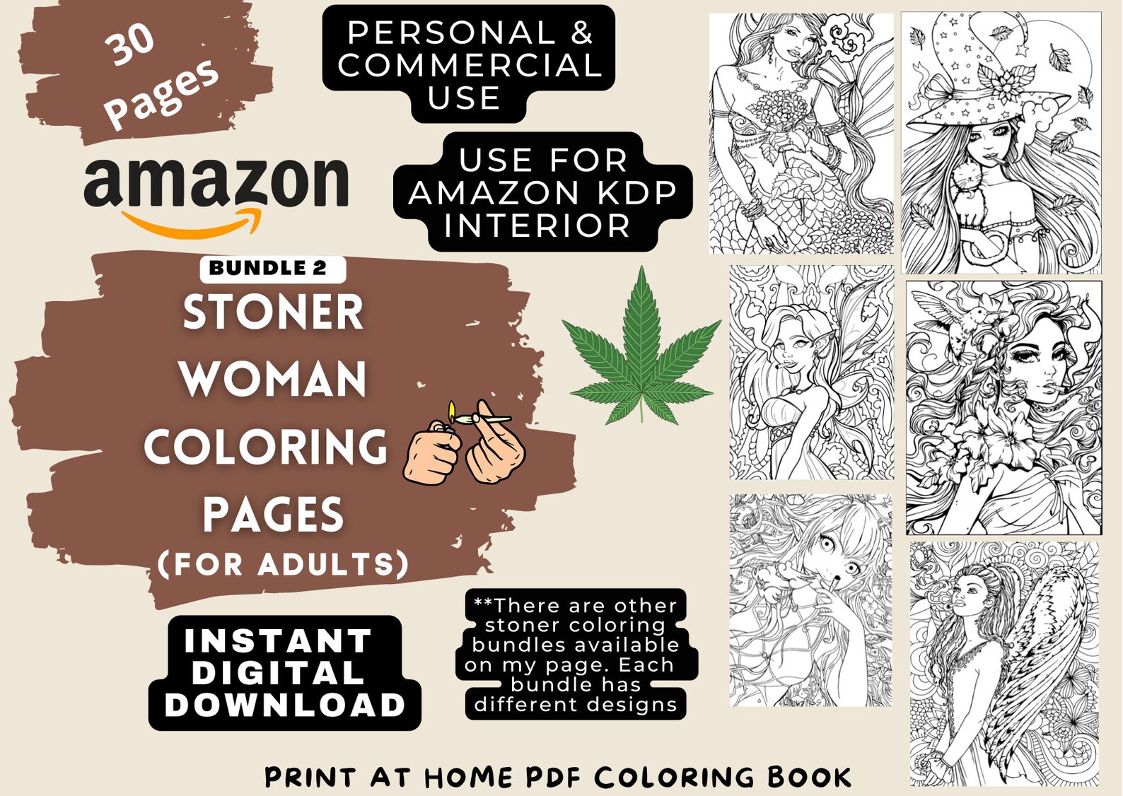 Stoner Woman Coloring Pages 40 Pages Adult Coloring - Etsy