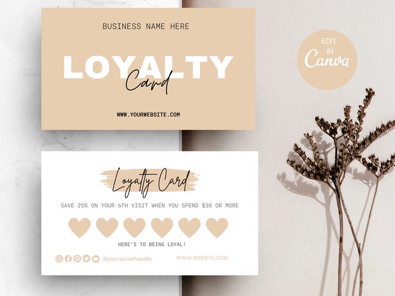 Loyalty Card Template, INSTANT DOWNLOAD, Modern Customer Loyalty Cards, Editable Rewards Card ...