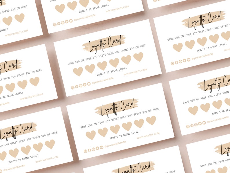 Loyalty Card Template, INSTANT DOWNLOAD, Modern Customer Loyalty Cards, Editable Rewards Card ...