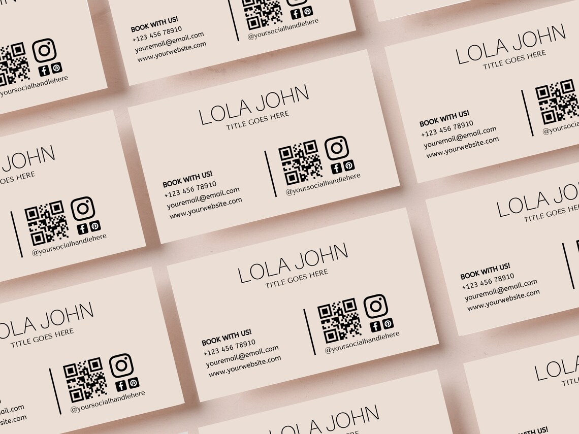QR Code Business Card Template, Editable Business Card, Minimalist ...