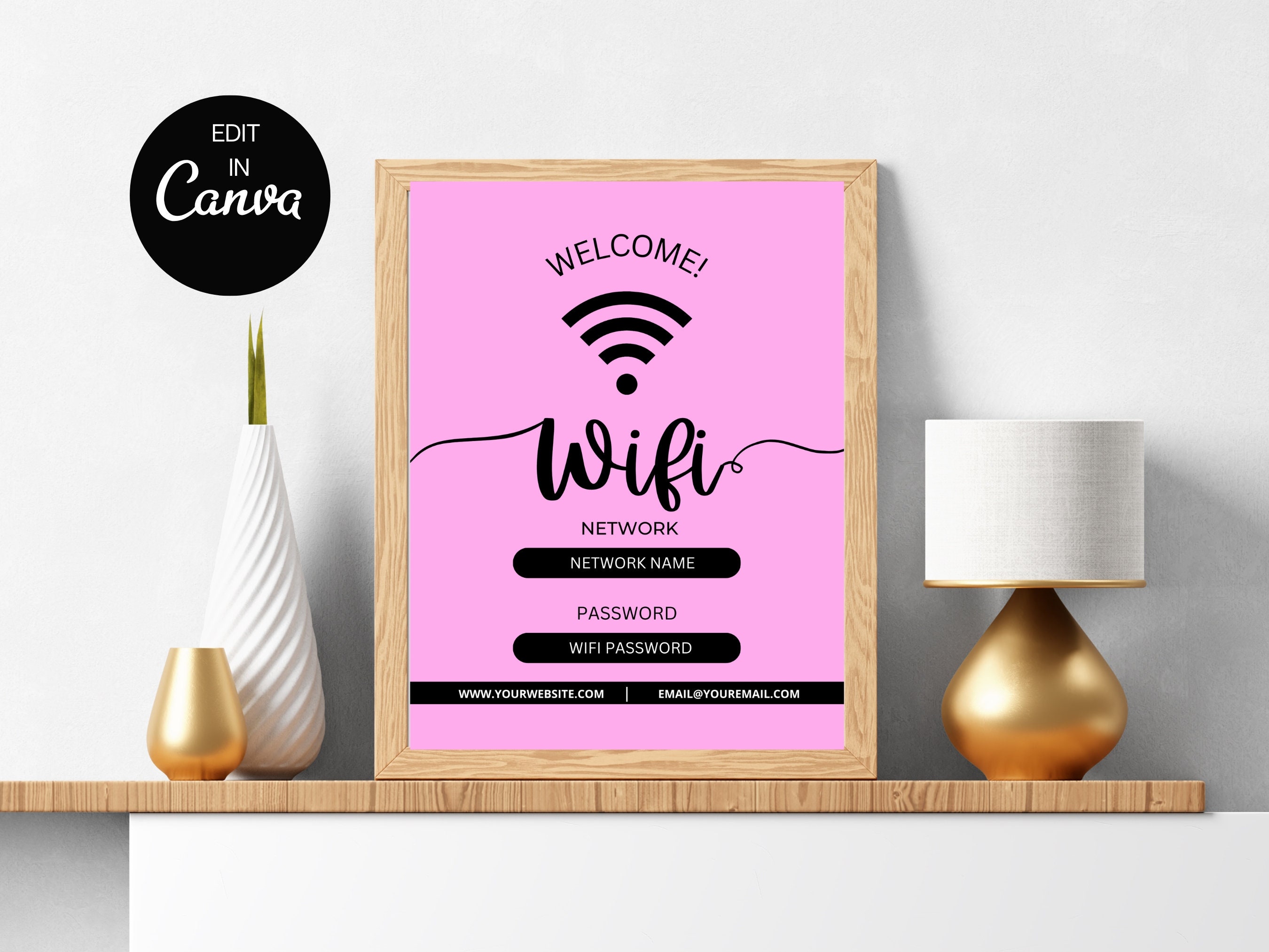 Wifi QR Code Sign, Printable Wifi Sign, Wifi Password Sign, Editable ...
