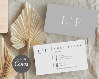 Digital Business Card | Grey Business Card Template| Canva Business Template| Editable Business Card Download| DIY Printable Business Cards