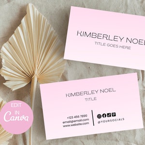 Pink Business Card Template, Business Card Design, Digital Business Card, Girl Boss Business Cards| DIY Business Cards, Brand Canva Template