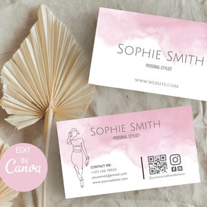 Pink Business Card Template, Editable Beauty Business Card, Feminine Salon Card, Lash Extension Business Card, Nail Tech Card Canva template