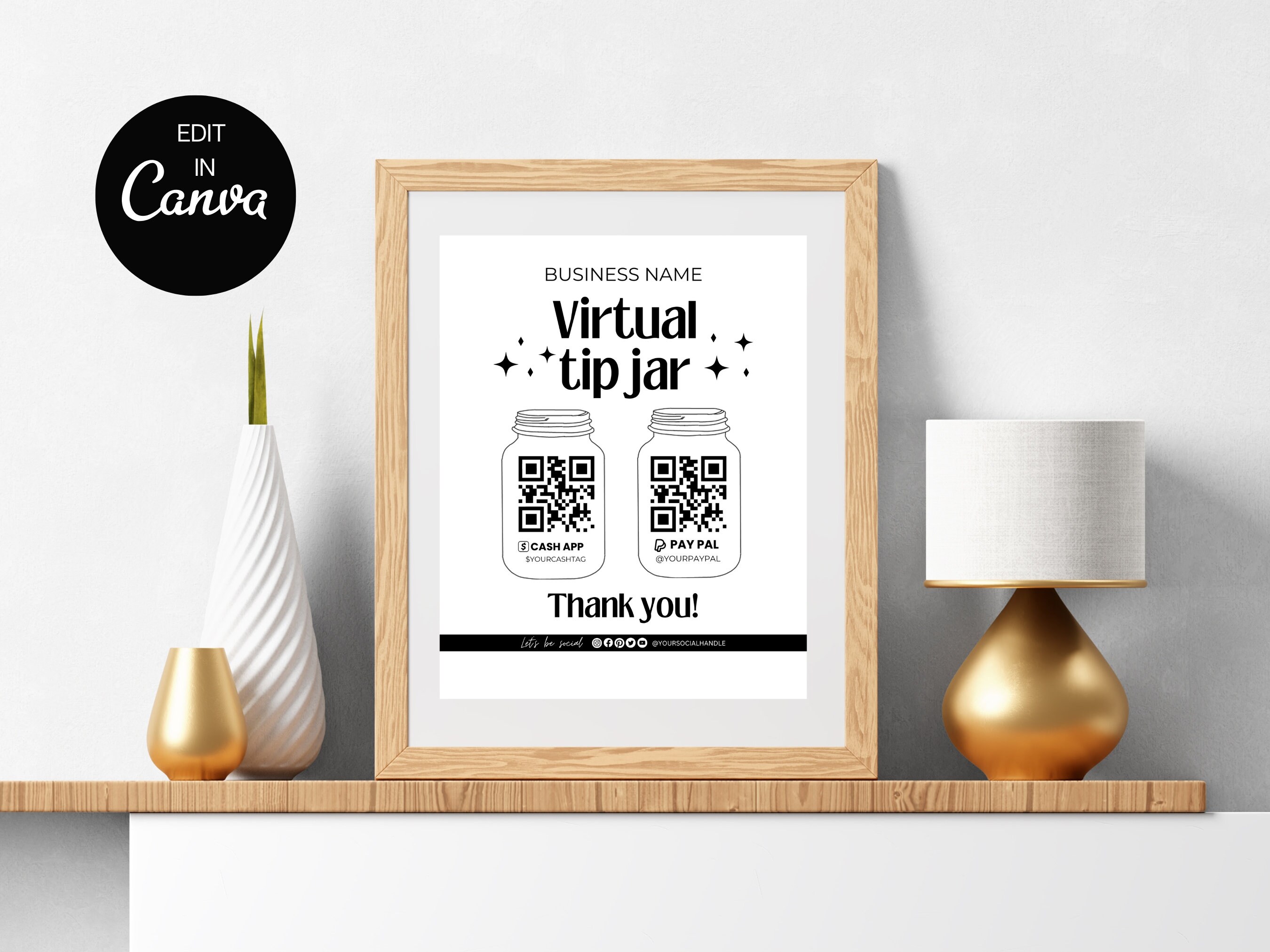 Printable Virtual Tip Jar Venmo Payment Sign, QR Code Sign Template ...