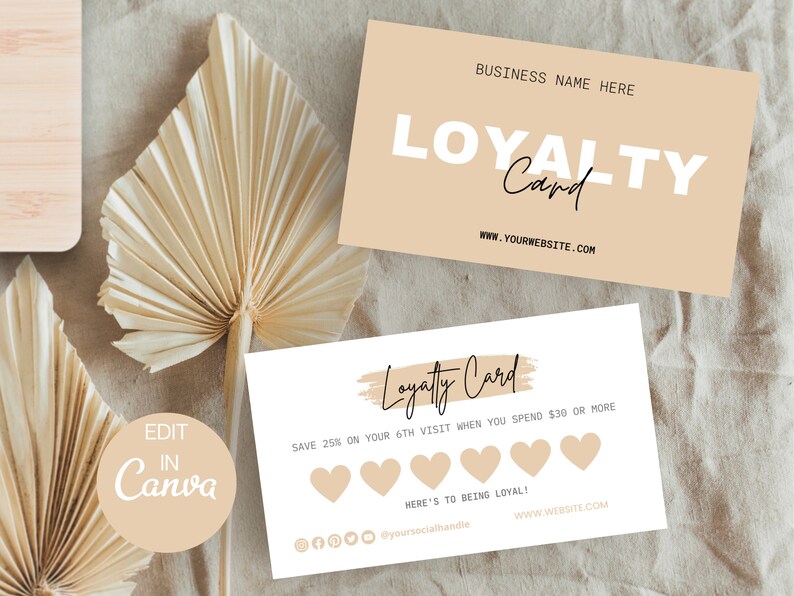 Loyalty Card Template, INSTANT DOWNLOAD, Modern Customer Loyalty Cards, Editable Rewards Card ...