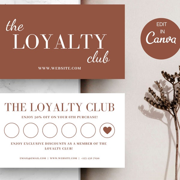 Editable Loyalty Card Template, Boho Loyalty Card, Small Business Rewards Card Design, Printable Diy Loyalty Cards, Salon Loyalty Card, #9