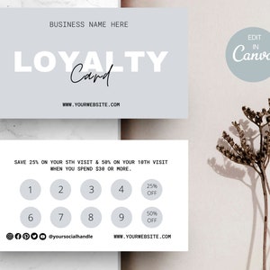 Loyalty Card Template, Printable Loyalty Card, Editable Beauty Rewards Card, Salon Punch Card, Branding Canva Template (instant download)