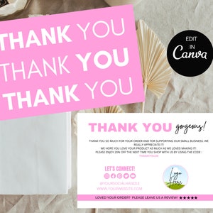 Small Business Thank You Card Template, Editable Business Thank You Card Thanks For Your Purchase Card, Printable Thank You Package Insert