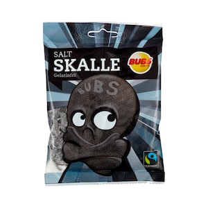 Bubs Salt Skalle: Swedish Salty Licorice Skulls - Vegan Treat (90g)