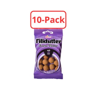 10-Pack Blackcurrant Licorice Balls 65g - Swedish Candy By Konfekta - Filidutter Svartvinbär
