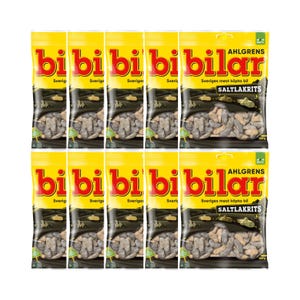 10-Pack Ahlgrens Bilar Salt Licorice: Swedish Salty Foam Candy