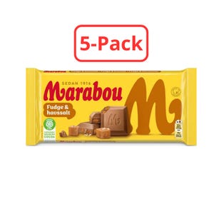 5-Pack Marabou Fudge & Sea Salt Chocolate Bar 160g - Swedish Treat