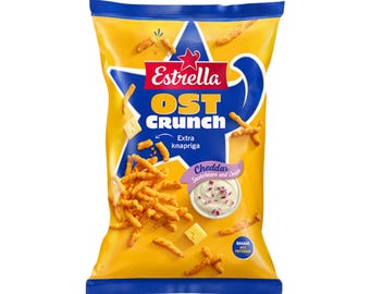 Estrella Cheddar & Sour Cream Chips: Swedish Crunchy Cheese Snacks