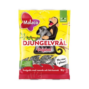 Jungle Roar Salty Licorice Candy 90g Bag - Swedish Gummies - Malaco