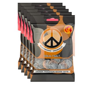 5-Pack Peace Sign Strawberry and Licorice Candy – Sweet & Salty Nordic Gummies 80g