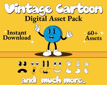 Vintage Cartoon Digital Asset Pack