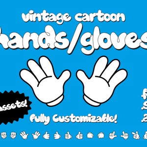 Vintage Cartoon Hands Digital Asset Pack | Hand Drawn Illustrations for Designers, Artists, and Creatives | Instant Download PNG Files