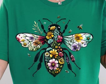 Bee Wildflower Shirt, Bee Shirt, Nature Shirt, Summer Tee, Cute Bee Tee, Bee Botanical Shirt, Honeybee Shirt, Beekeeper Gift,Bee Lover Shirt