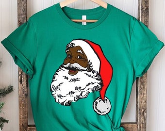 Black Santa Claus Shirt, Black Santa Claus Tee, African American Christmas Tee, African American Santa Shirt, Christmas Tee, Xmas Gift Shirt