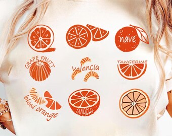 Oranges Food DTF Printed T-Shirt, Oranges Graphic T-shirt, Oranges Shirt, Summer Shirts, Mandarin Shirt, Orange Sweatshirt, Grapefruit Shirt