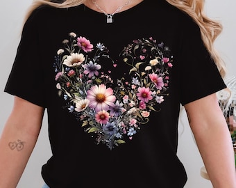 Wildflower Shirt, Mothers Day Gift, Vintage Cottagecore Shirt, Goblincore Shirt, Boho Wildflowers Shirt, Nature Shirts, Botanical Sweatshirt