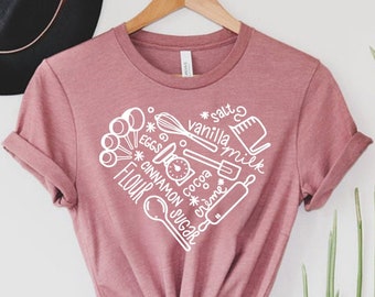 Bakery Heart Shirt, Baking Lover Shirt, Baking T-shirt, Baker Shirts, Baking Gifts, Baking Gifts for Her, Love Baking, Bakery Gifts