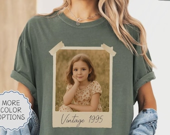 Comfort Colors® Custom Vintage Photo And Year Shirt, Custom Shirt With Picture, Personalized Gift Vintage, Birthday Party Vintage Est Shirt