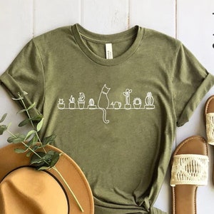 Cats and Plants Shirt, Plant lady, Plant lover, Gardener Shirt, Shirts for Cat Lover, succulent plants shirt, plant lover gift shirt Cat Tee