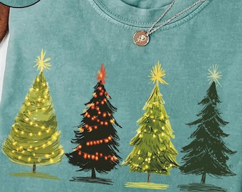 Comfort Colors® Woman's Holiday Shirt, Women's Xmas Tee, Christmas Sleigh Crewneck, Christmas Tree Tee, Xmas Tree, Women's Christmas Tshirt