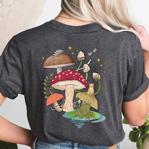 Green Mushroom Shirt, Mystic Cat Moon Sweatshirt, Frog Shirt, Witchy Goblincore, Retro Frog Tshirt, Mushroom Shirt, Cottagecore Froggy Tee