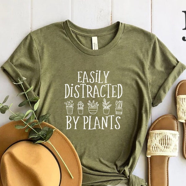 Easily Distracted By Plants Shirt, Plant Love Shirt, Plant Lover Gift,  Plant Lover Tee,  Unisex Jersey Short Sleeve Tee, Gardening Shirt